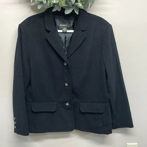 Eddie Bauer Black Wool Blazer Lined Single Breast Notch Collar Size 20